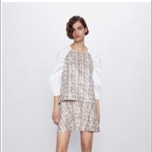 NWT Zara Combination Ruched 3/4 Sleeve Top